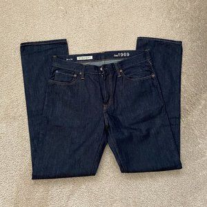 Mens 34x34 100% cotton dark blue straight jeans